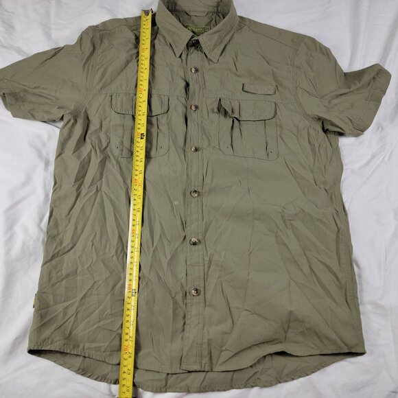 GH Bass Co Explorer Mens Large Olive Green Shirt Short Sleeve Button Down Hiking - Picture 10 of 11